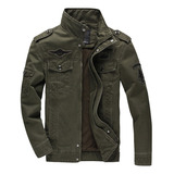 Chaqueta Militar Bomber Para Hombre Abrigo Mezclilla Cálido.