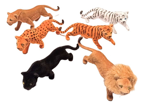 Animales Felinos De Felpa X 6 León Tigre Pantera Deco Torta 