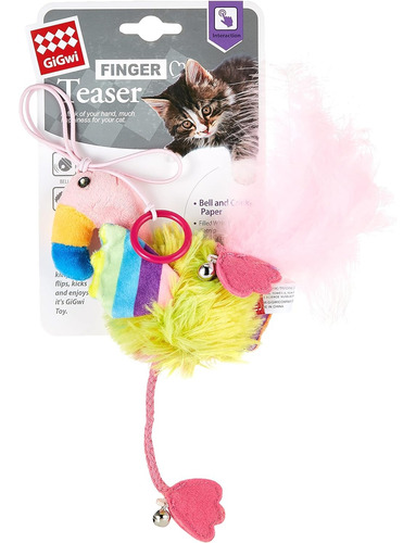 Juguete Para Gato Gigwi Flamenco Finger Plumas Y Sonido 30cm