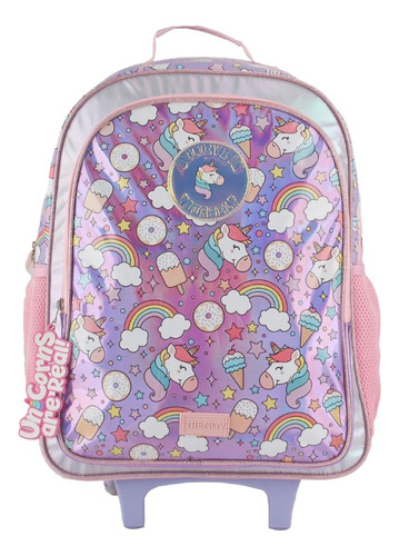 Mochila Carro Trendy Unicornio Arcoiris 18'' Original