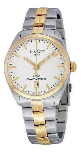 Reloj Tissot Pr 100 Para Mujer T101.207.22.031.00, Correa Automática, Color Plateado, Bisel, Color Dorado, Fondo Blanco