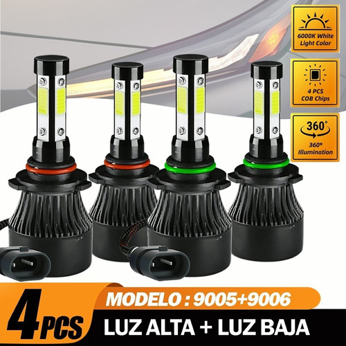 Kit De Faros Led De 4 Lados 9005+9006 Para Luces Altas Y Baj