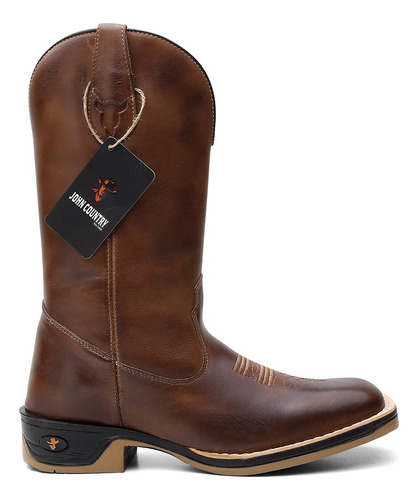 Bota Botina Texana Country Masculina Em Couro Legítimo