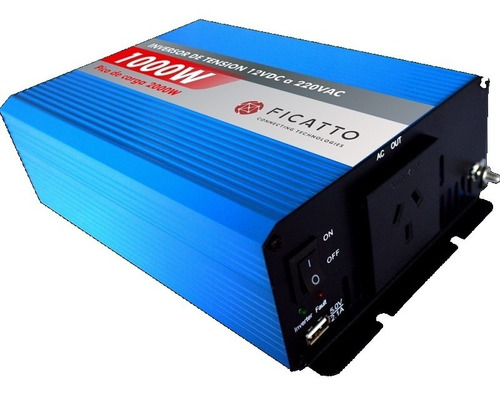 Inversor De Tensión 1000w Ficatto 12v Camping Auto Usb