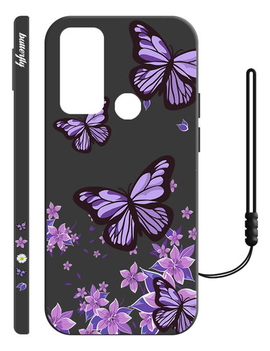 Carcasa De Silicona Diseño De Mariposa Para Motorola+ Correa