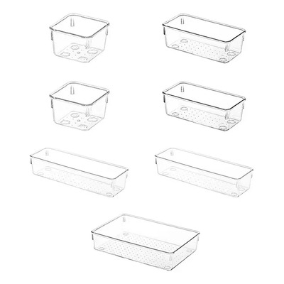 Set De 7 Organizadores De Maquillaje Y Skincare Para Vanity White