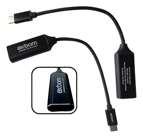 Cabo Adaptador Usb-c Para Hdmi Fêmea Vídeo 4k Exbom U3v-x40