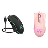 2 Piezas Con Cable Usb Gaming Mouse Mute Pc Laptops Gamers