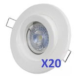 Pack X20 Spot Movil  Pvc Dicroica Completo Blanco Con Lampara Dicro Led 4w Osram Luz Fria / Calida 220v Gu10