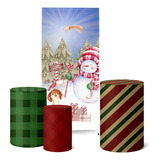 Trio Capas Cilindro + Painel Lateral Sublimado Natal