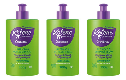 Creme Para Pentear Kolene 300g Curvaturas - Kit C/ 3un