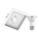 Kit 9 Spot Embutir Par20 Recuado Quadrado + Lampada Led 7w