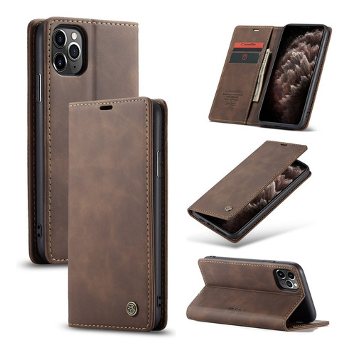 Funda De Cuero Para iPhone Plegable Con Tapa Estilo Cartera