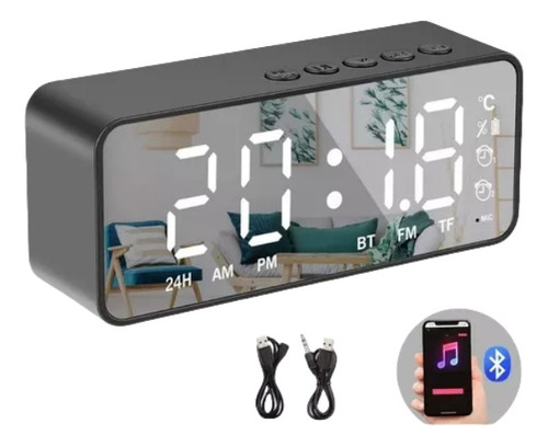 Reloj Despertador Digital C/bocina/bluetooth/radio Fm Color 