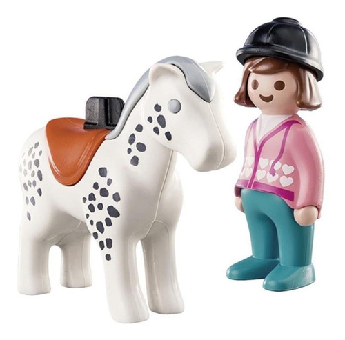 Playmobil 123 Jinete Con Caballo Pony De Paseo 70404 Ed