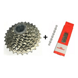 Cassete K7 Shimano 8v 11/28 Hg50 + Corrente Sunrace 8v Speed