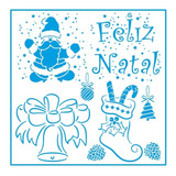 Stencil Natal Litoarte 20 X 20 Cm - Stxxn - 013 Feliz Natal 