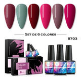 Set 6 Esmaltes Decoracion Uñas Gel, Colores Varios, 8 Ml