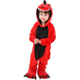 Kigurumi Dinosaurio Rojo Pijama Mameluco Disfraz Niño Niña