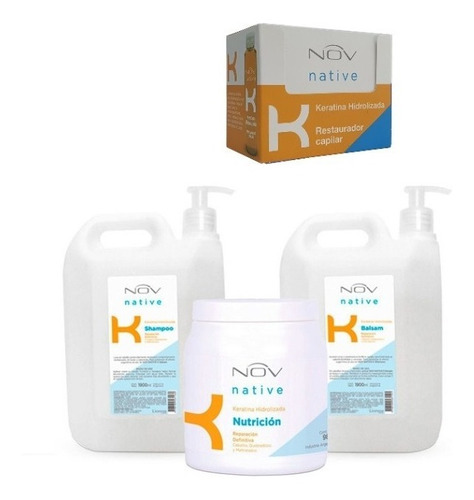 Kit Shampoo Nov Keratina - Balsam - Nutrición Y Ampollas 