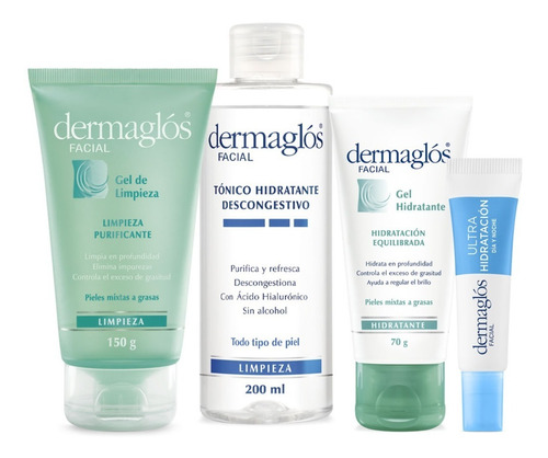 Kit Facial Dermaglós Limpieza + Hidratación Para Piel Mixta