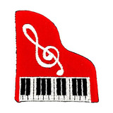Parche De Dibujos Animados De Piano Rojo Con Nota Musical G 