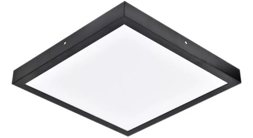 Foco Led 48w Sobrepuesto Cuadrado Negro 60x60 Cm Luz Cálida