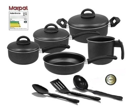 Conjunto Panelas Teflon Marpal 8 Peças Com Utensilios