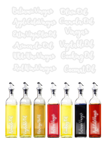 Etiquetas Modernas Para Botellas De Aceite Y Vinagre, Juego