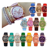 10 Reloj Geneva Mayoreo Piel Vinil Moda Dama Proveedor Lote