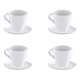 Set De 4 Tazas Capuchino Tramontina Paola Porcelana 200 Ml