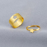 Anillos Novios Pareja Estrella Compromiso Regulable Dorado 