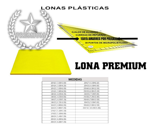 Lona Mega Reforzada Premium 6 X 6 Mts Varios Colores