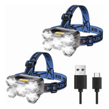 2pcs Lámpara Cabeza Recargable Usb  5 Led Lampara Minera