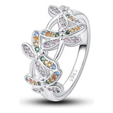 Anillo 4 Mariposas Con Circonitas Color Plata Ley 925 + Caja