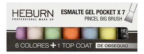 Heburn Set X7 Esmaltes Gel Pocket 07 Color Uñas Manicuría
