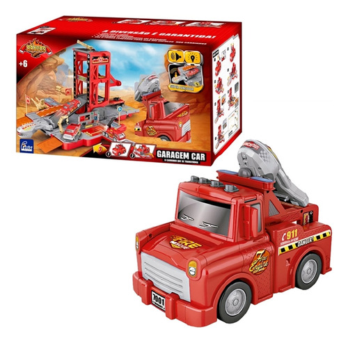 Playset Garagem Car 2 Em 1 Bravos Bombeiros Cgr-831 - Fenix Cor Vermelho