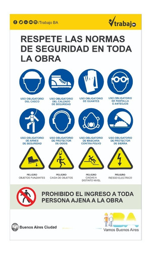 Cartel De Obra Normas De Seguridad Obligatorias