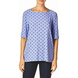 Anne Klein Camiseta De Cuello Barco Estampada Para Mujer,