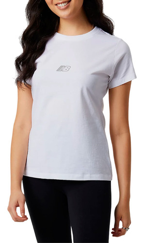 Remera New Balance Essentials Wt23515wt Moda Bco/grs Mujer