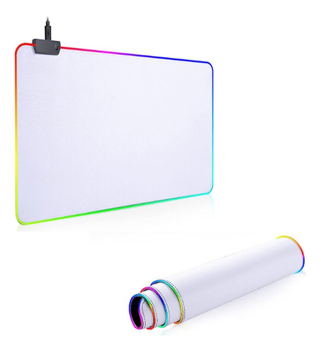 Mouse Pad Gamer Rgb 35 X 25cm Blanco 14 Modos Iluminacion