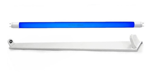 Tubo Led Color Azul 18w Vidrio Y Listón Portatubo 120cm 220v