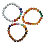 3 Pulseras De  Cuarzos De Colores Piedras Naturales