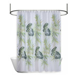 Cortina Baño Teflón Estampada Tropical Jungle 200x200mts Color Verde