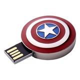 Memoria Usb Marvel Escudo De Capitán America 32gb Color Rojo Capitan America Escudo