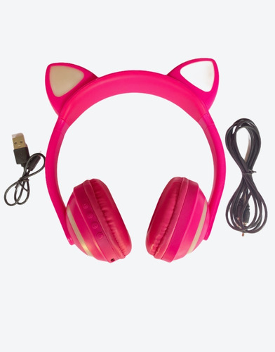 Diadema Audifonos Orejas Gato Bluetooth 5.0 Micro Sd, 3.5mm