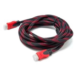 Cable Hdmi 3m Enmallado Hd 4k Doble Filtro Negro Rojo