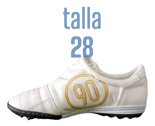 Tenis Suela Turf Mod. T90 En Piel Blanco Talla 28