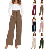 Elegantes Pantalones Anchos De Cintura Alta Para Mujer Para