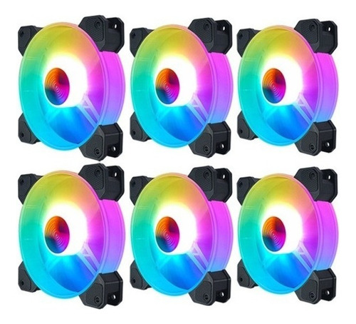 Shaoke Kit 6 Ventiladores Gamer Controller Rgb 120mm